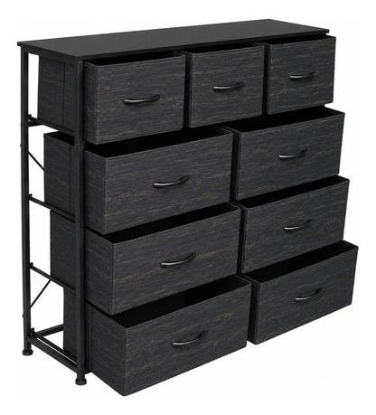 Comoda Cajonera 9 Cajones Tela Marco Acero Organizador Gris