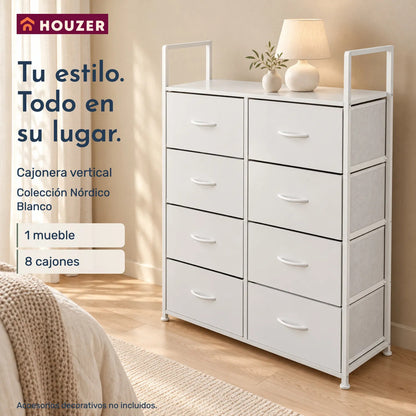 Comoda Cajonera Vertical Organizador 8 Cajones 80×31×108 Cm Blanco