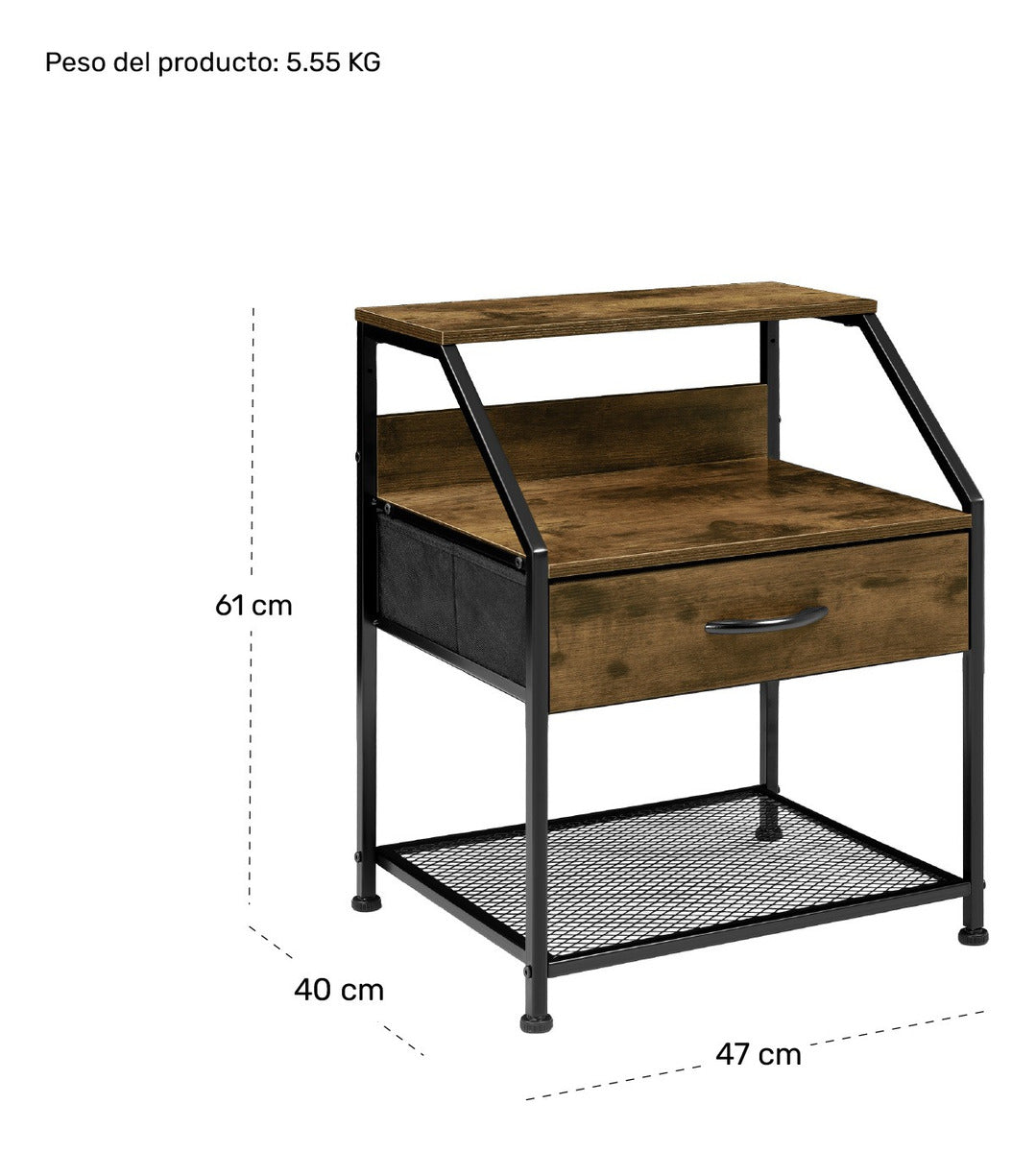 Buro Con Balda Comoda Mesa Mueble Noche 1 Cajon Moderno Cafe