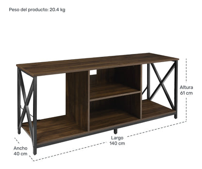 Mueble Tv 60 Mesa Repisa 1.40m 3 Niveles Moderno Industrial