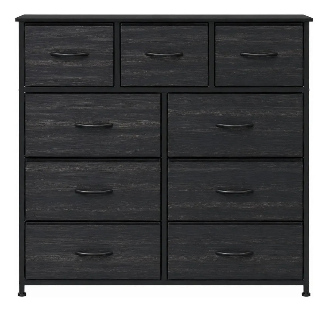 Comoda Cajonera 9 Cajones Tela Marco Acero Organizador Gris