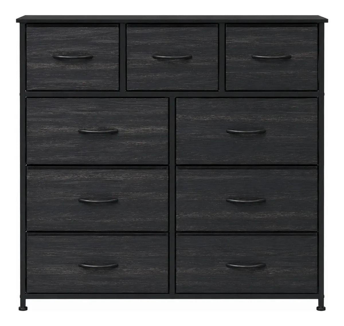 Comoda Cajonera 9 Cajones Tela Marco Acero Organizador Gris