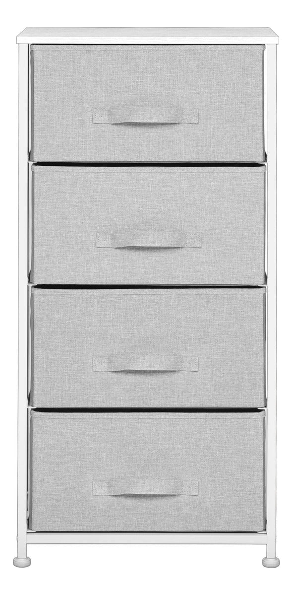 Mueble Buro Organizador Comoda 4 Cajones Tela Moderno Gris