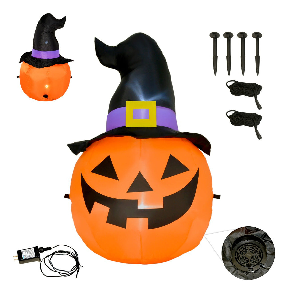 Inflable Halloween Cabeza Calabaza Embrujada Led 1.20 Mts