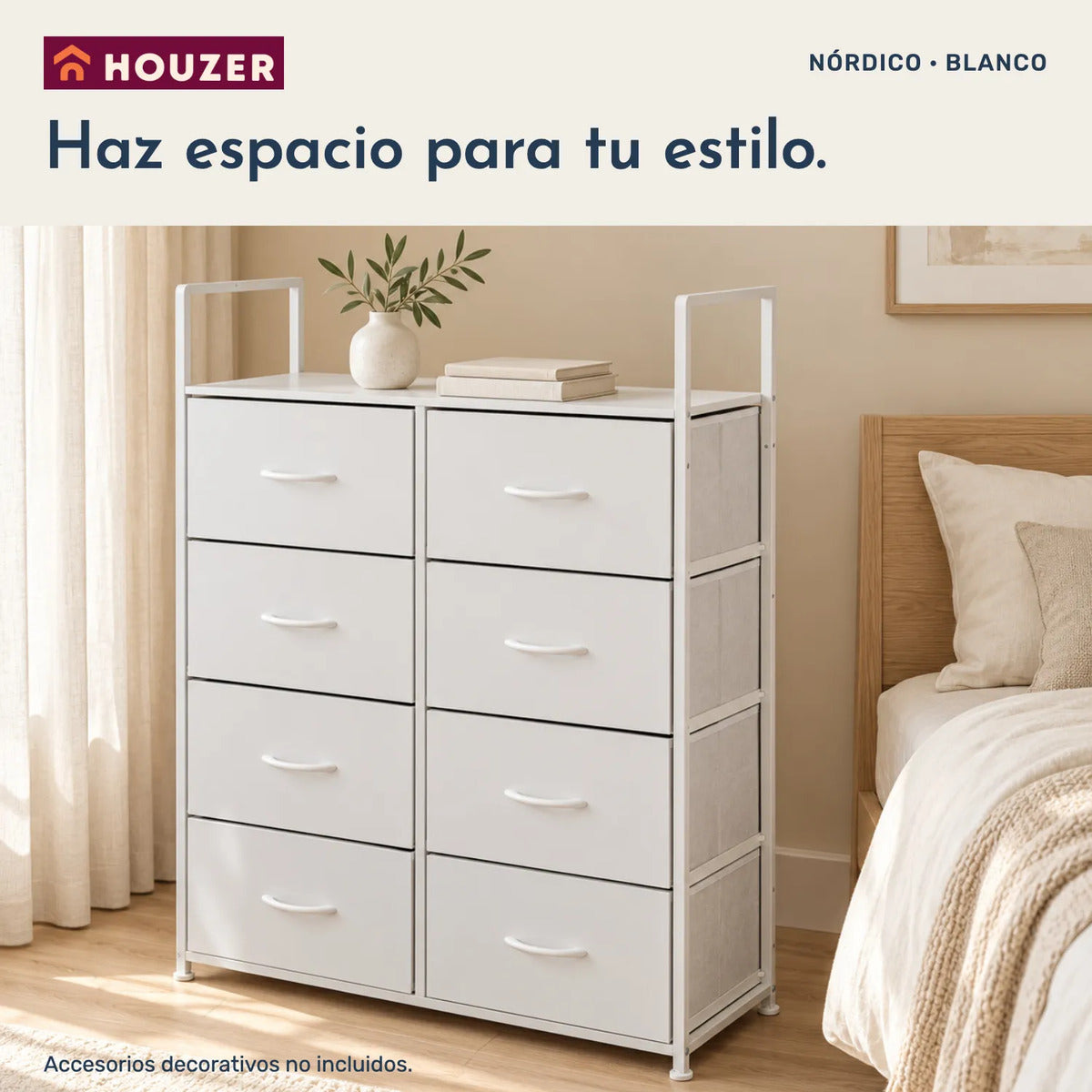 Comoda Cajonera Vertical Organizador 8 Cajones 80×31×108 Cm Blanco