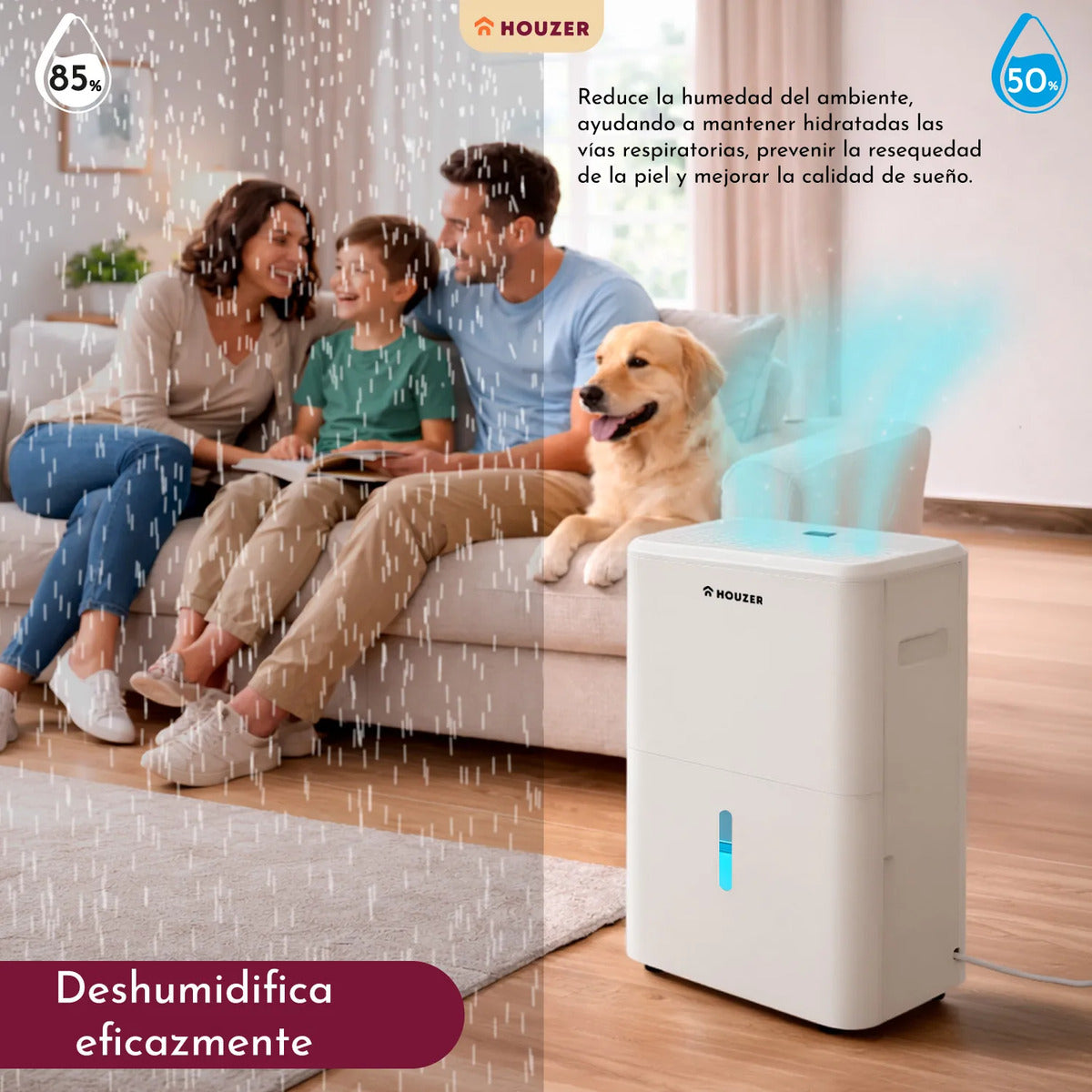 Deshumidificador Inteligente 20l/dia Secado Ropa 200m2 Timer Blanco