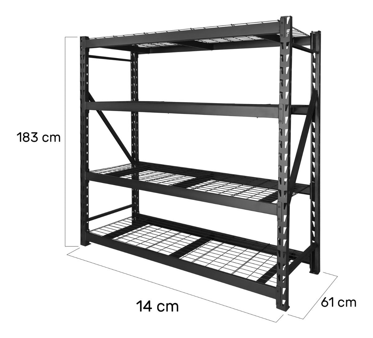 Rack Estante Anaquel Acero Industrial 2.1 Ton 4 Niveles