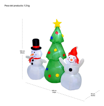 Inflable Navidad 1.7m Arbol Muñecos De Nieve Decoracion Led