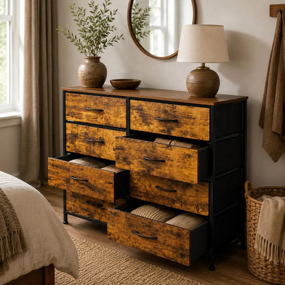 Comoda Cajonera Industrial Country 8 Cajones Organizador Marrón