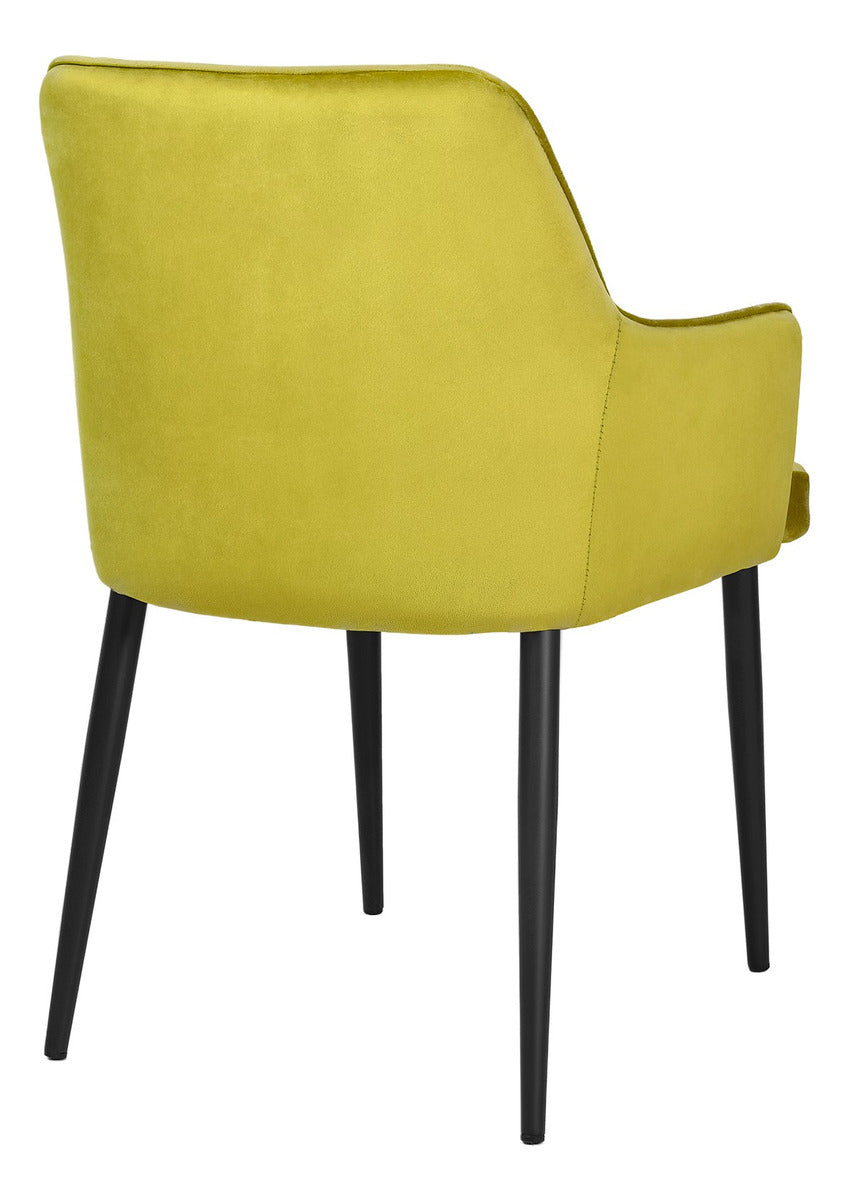 Silla Sillon Comedor Tapizado Terciopelo Moderno Amarillo