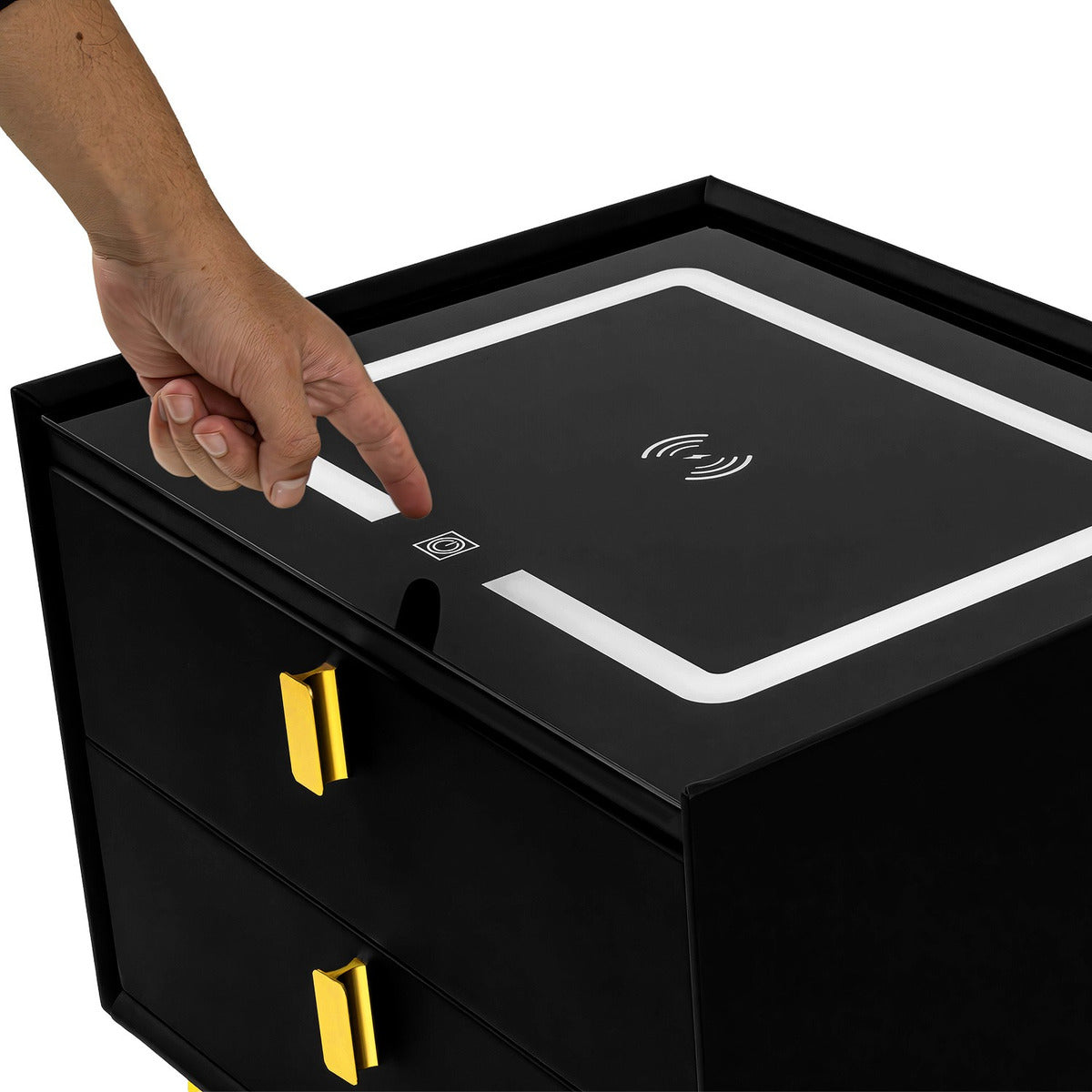 Mesa Noche Buro Negro Inteligente Cargador Inalambrico Luz Led Usb