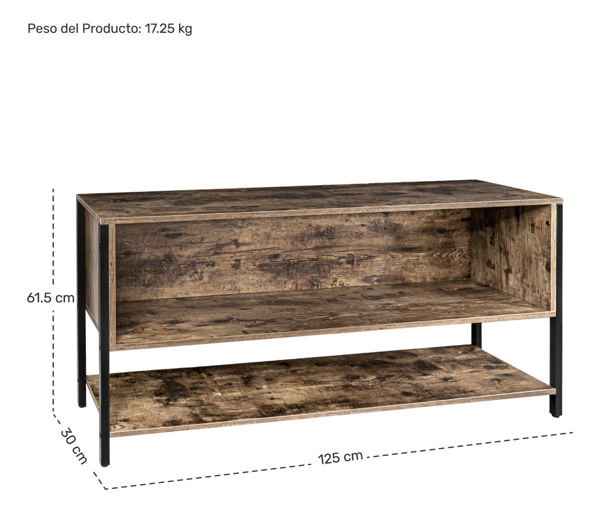 Mueble Tv 60 Indutrial 3 Niveles Moderno 1.2m Cafe