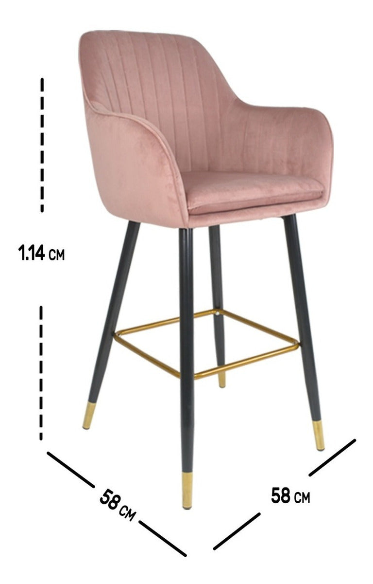 Sillas Altas Tapizadas Banco Terciopelo Velvet Rosa Set 4