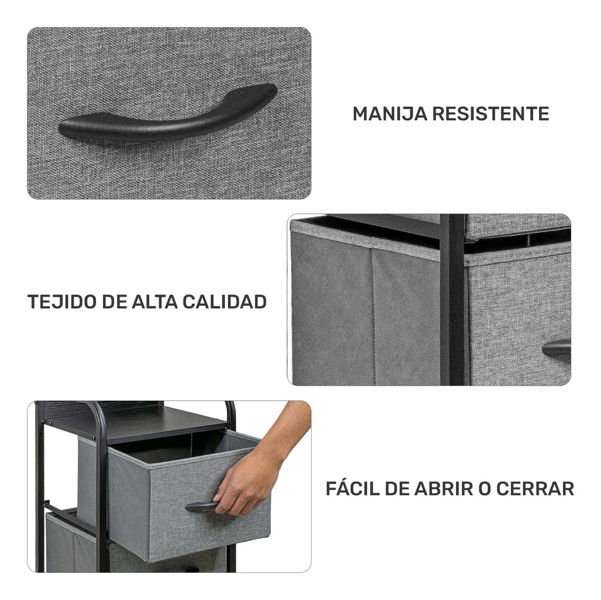 Mueble Buro Torre Mueble Moderno Organizador 4 Cajones Tela