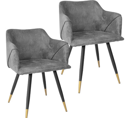 Set 2 Sillas Sillones Juego Comedor Cocina Suede Gamuza Gris