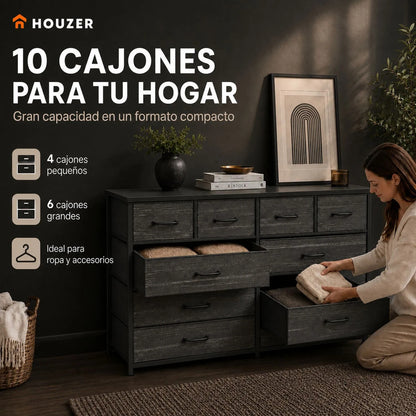 Cómoda Cajonera 10 Cajones Tela Marco Acero Organizador