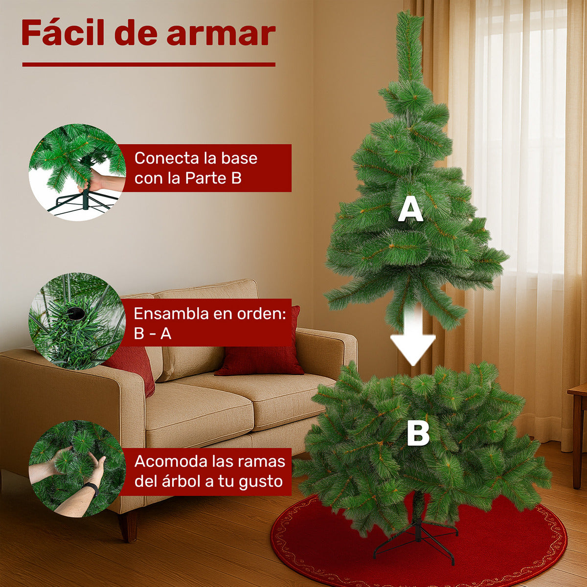 Arbol Navidad Pino Navideño Punta Aguja Escoces 1.90m