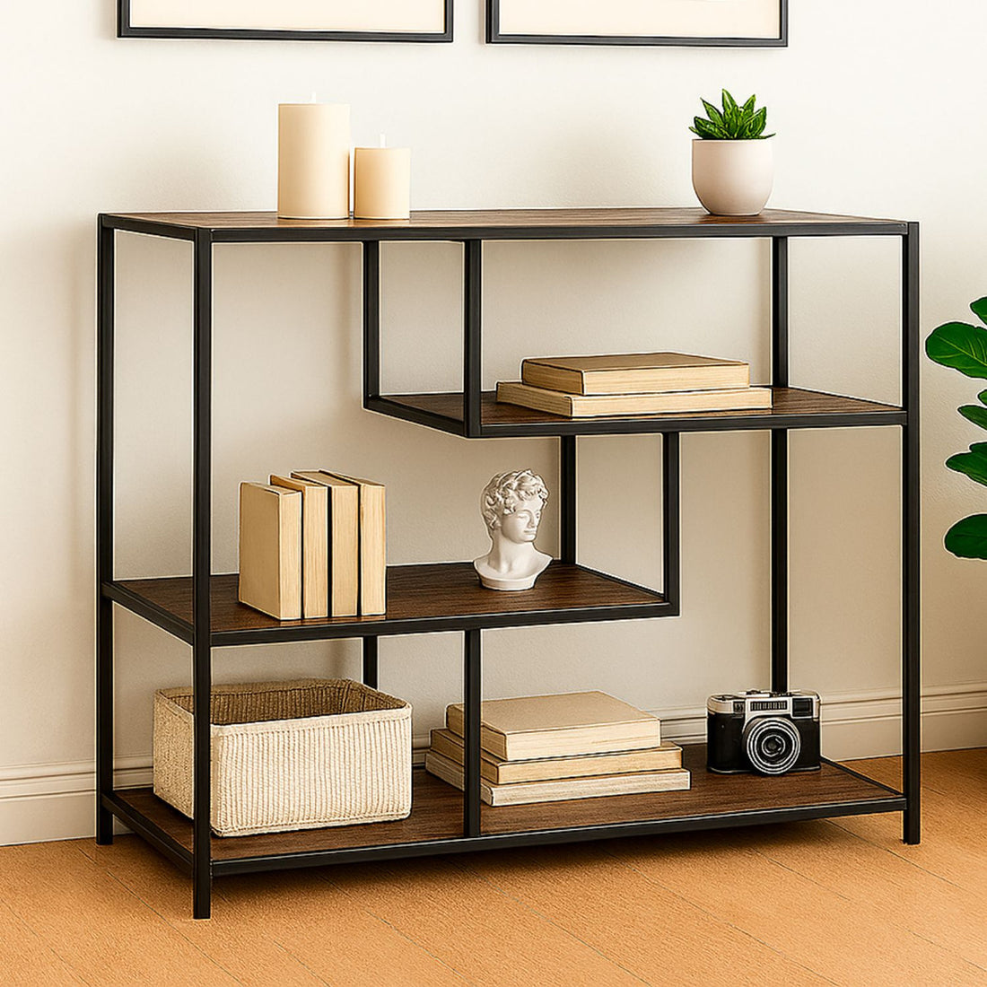 Estante Librero Organizador Mueble 4 Niveles Color Cafe