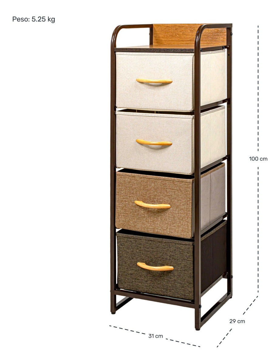 Mueble Buro Torre Mueble Moderno Organizador 4 Cajones Tela