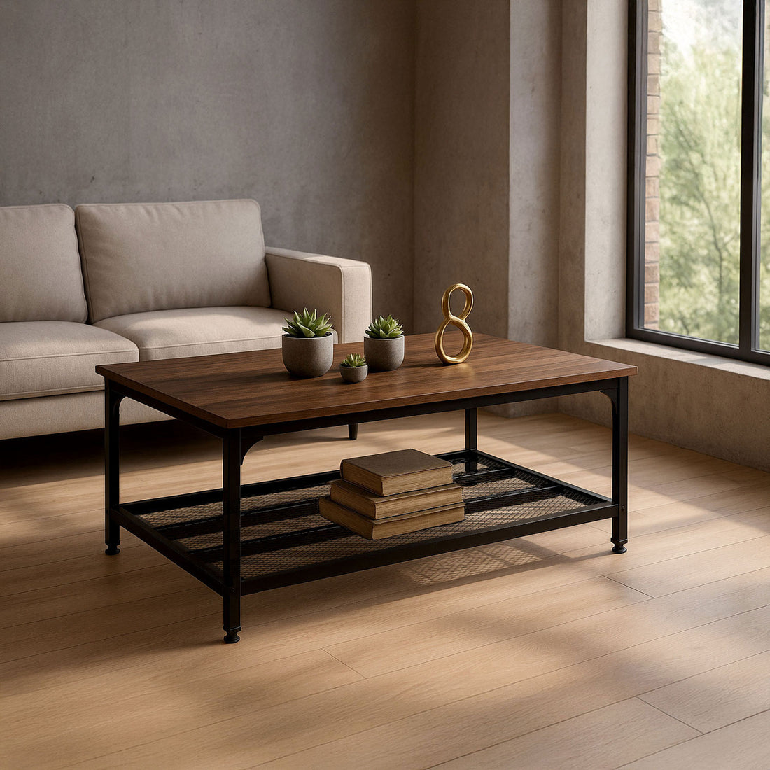 Mesa Centro Minimalista Industrial 100 X 60 X 47 Cm Acero