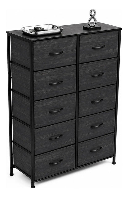 Comoda 10 Cajones Estructura Acero Cajonera Organizadora Negro