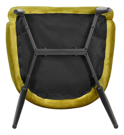 Silla Sillon Comedor Tapizado Terciopelo Moderno Amarillo