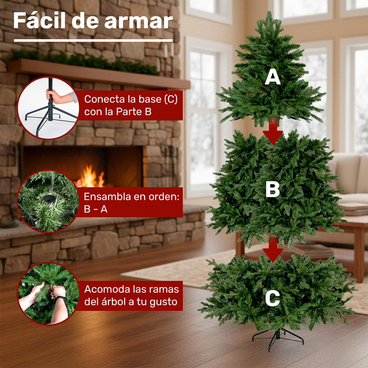 Arbol Navidad 2.10m Doble Rama Abeto Pino Navideño Premium