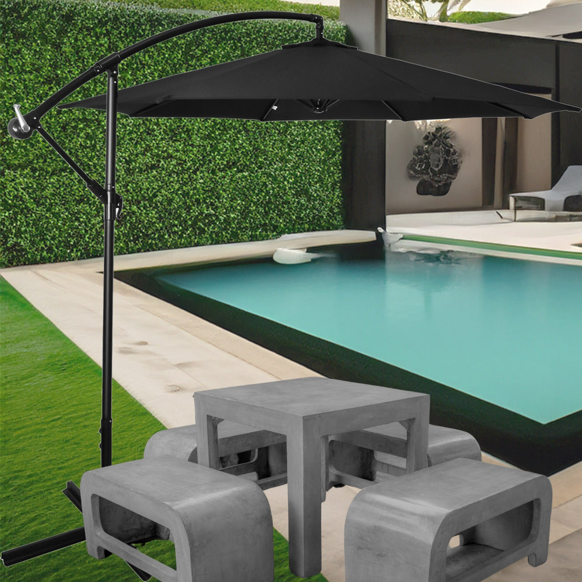 Sombrilla Moderna 2.9 M Jardin Exterior Playa Terraza Negro