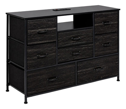 Comoda Cajonera Negra 8 Cajones Estacion Carga Organizador Negro