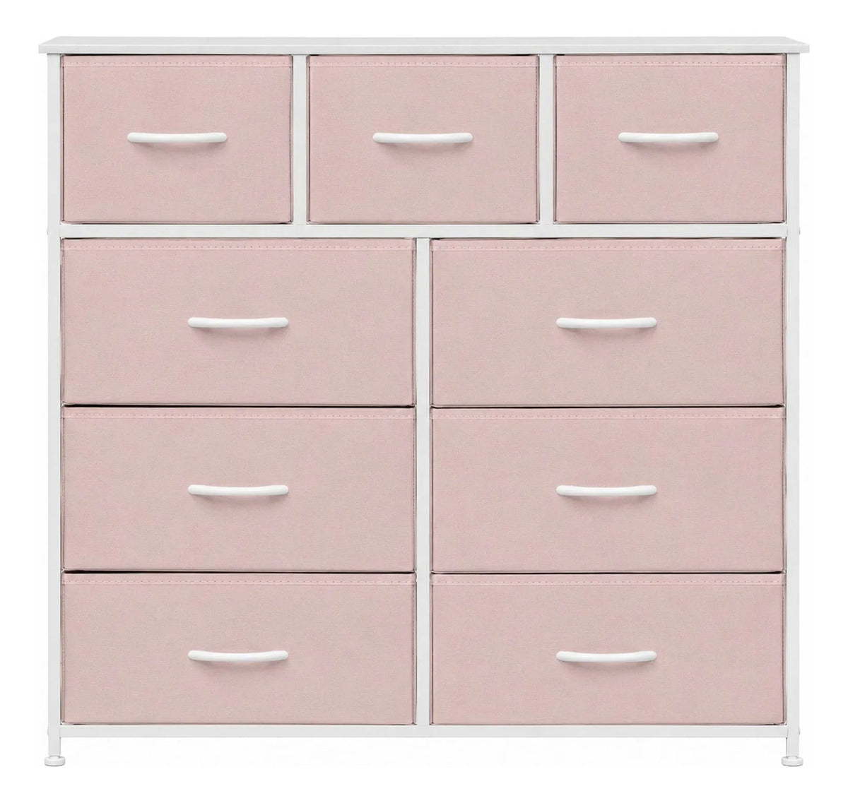 Comoda Cajonera 9 Cajones Tela Marco Acero Organizador Beige