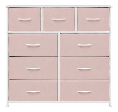 Comoda Cajonera 9 Cajones Tela Marco Acero Organizador Beige