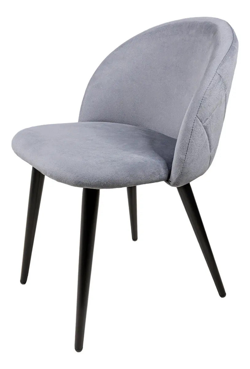 Set 2 Sillas Comedor Terciopelo Modernas Acolchadas Estructura De La Silla Natural Asiento Gris