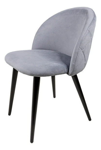 Set 2 Sillas Comedor Terciopelo Modernas Acolchadas Estructura De La Silla Natural Asiento Gris