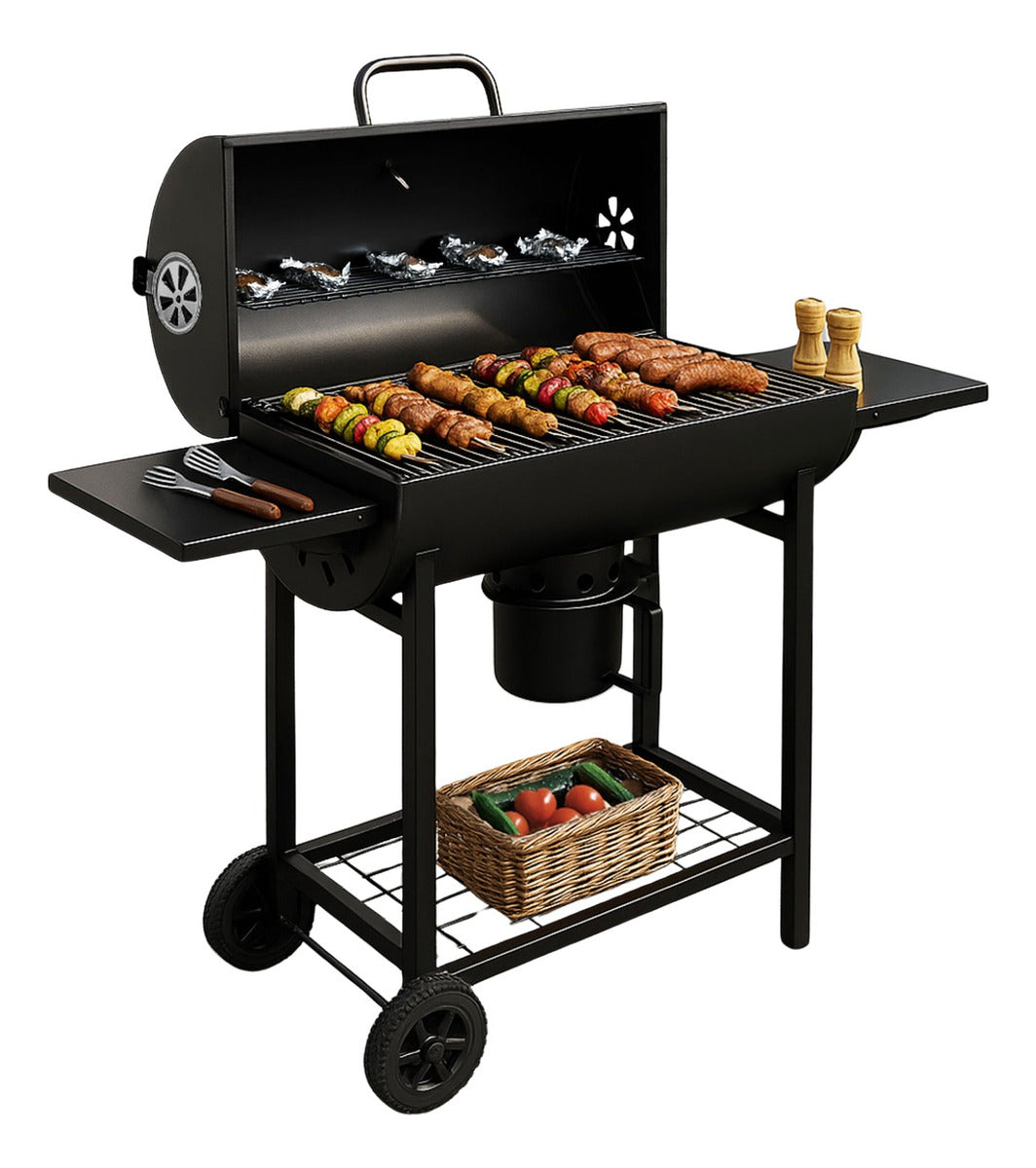 Asador Carne Parrilla Carbon Bbq Movil Termometro Cenicero