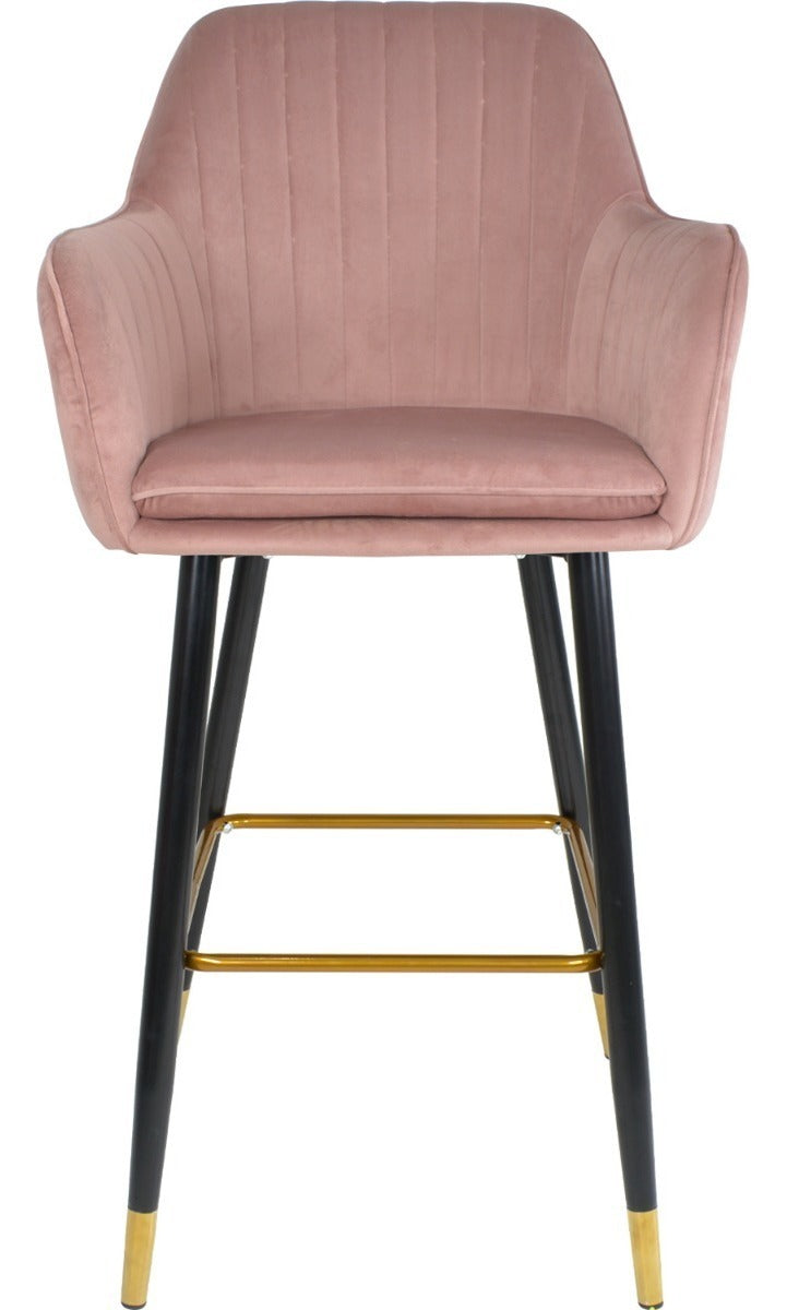 Sillas Altas Tapizadas Banco Terciopelo Velvet Rosa Set 4