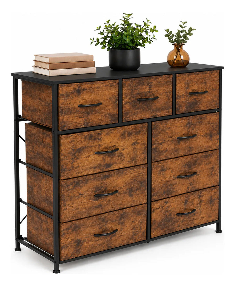 Comoda Cajonera Vertical 9 Cajones Organizador Ropa Recamara Marrón
