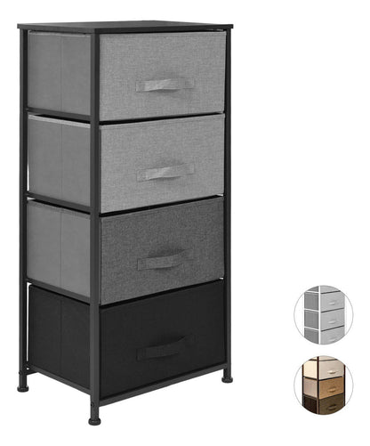 Mueble Buro Organizador Comoda 4 Cajones Tela Moderno Negro