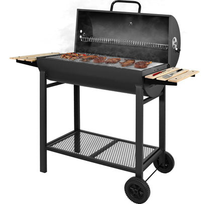 Asador Carbon Tipo Barril Parrilla Ahumador Bbq 1m C/ Ruedas