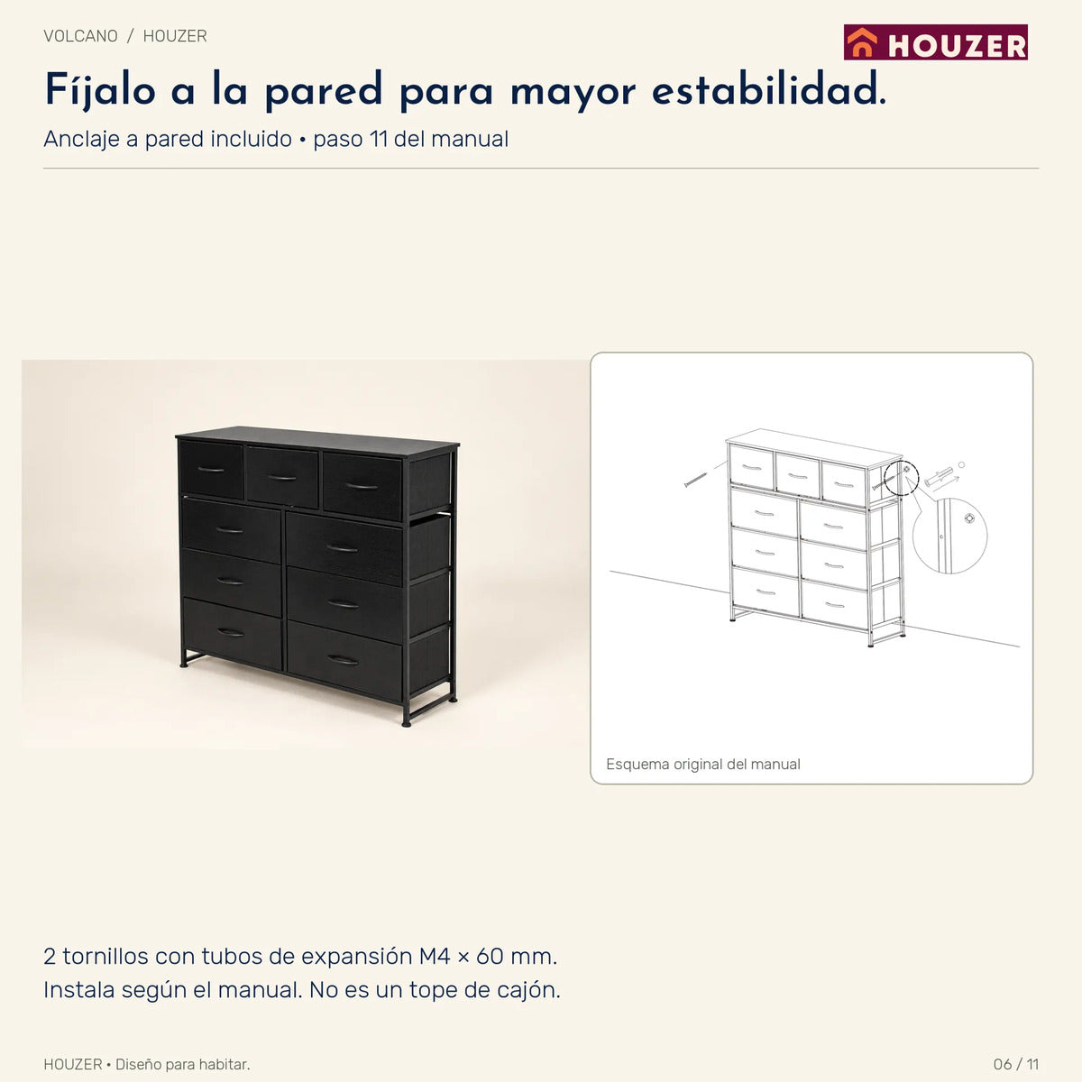 Comoda Cajonera Vertical 9 Cajones Organizador Ropa Recamara Negro
