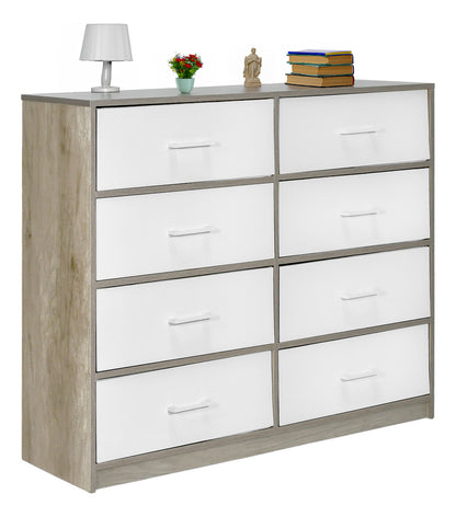 Comoda 8 Cajones Cajonera Tela Estructura Acero Mdf Color Beige