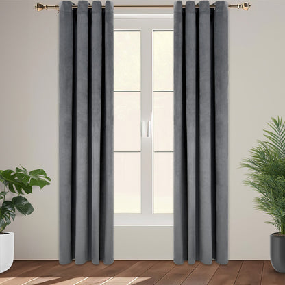 Cortina Blackout Gris Aterciopelado Hogar 274x219cm 2 Piezas Gris