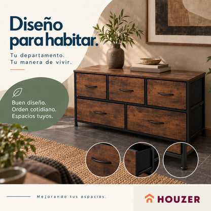 Comoda Cajonera Horizontal 5 Cajones Organizador Acero Country