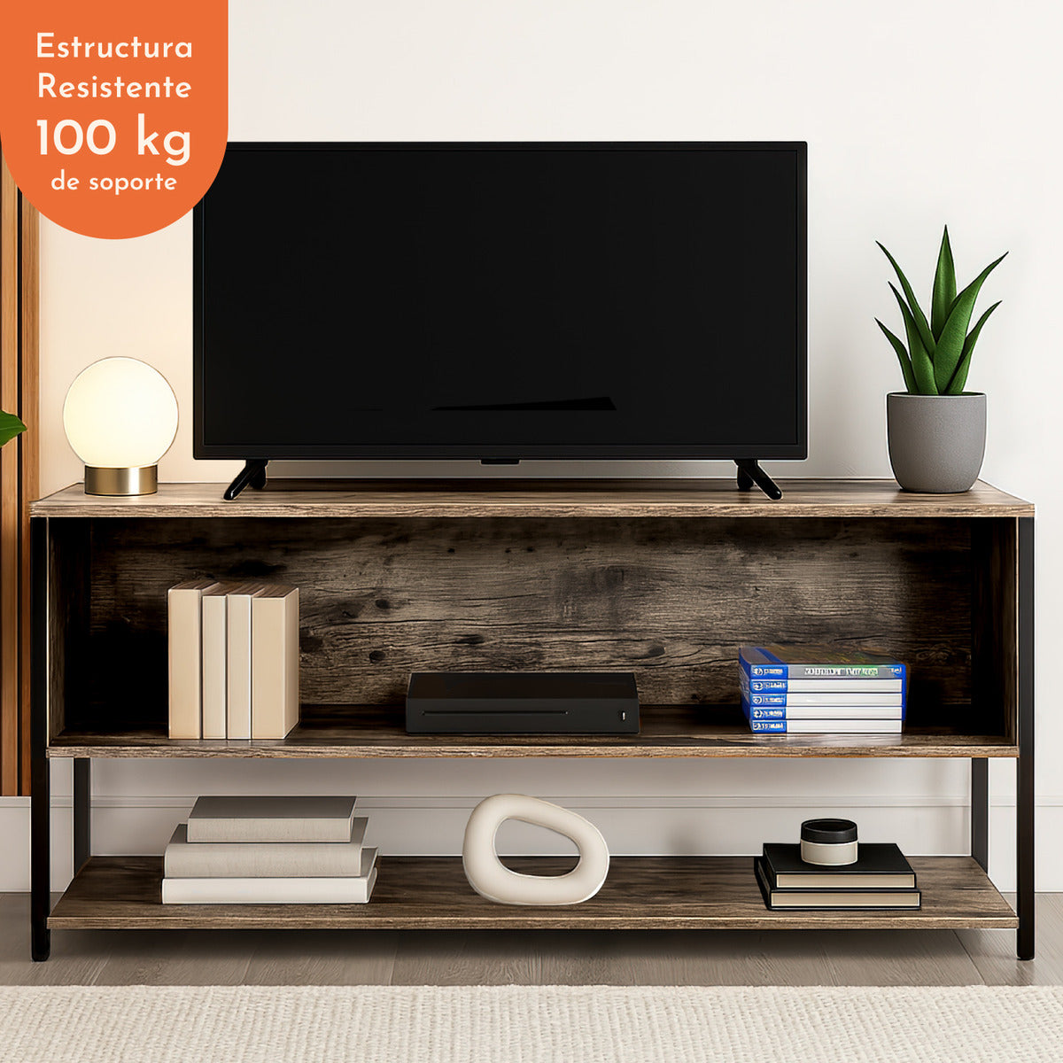 Mueble Tv 60 Mesa 3 Niveles 1.20m Moderno Organizador Cafe
