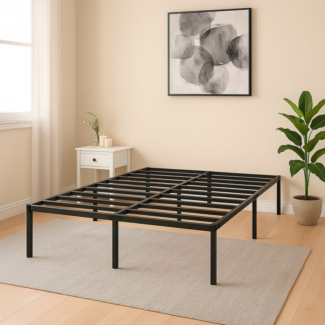 Base Cama Matrimonial Box Plegable Metal Acero Soporta 250kg