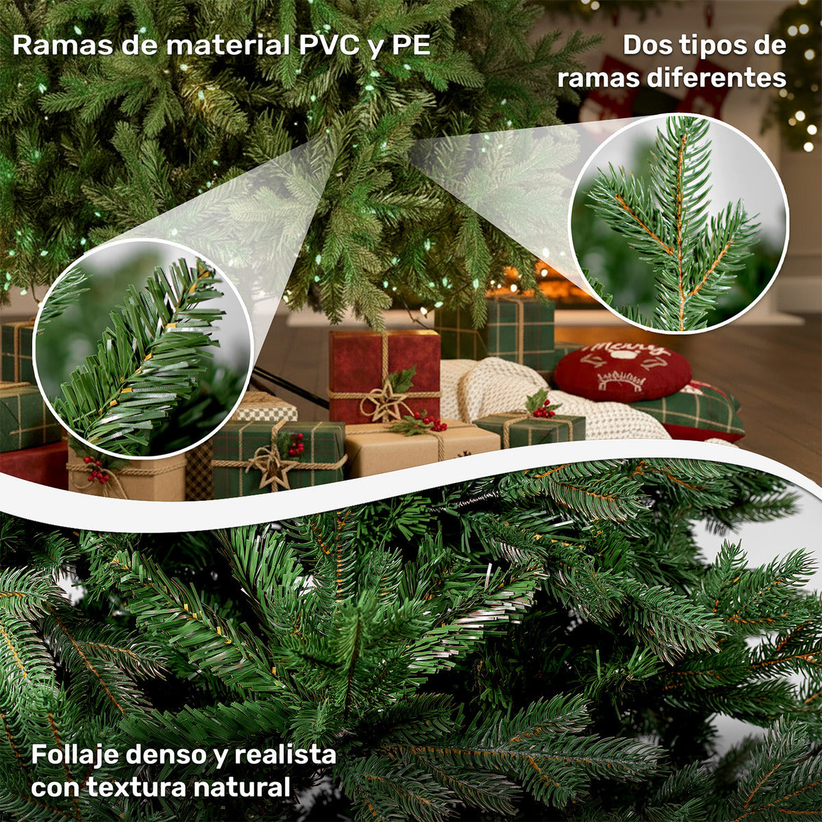 Arbol Navidad 2.10m Doble Rama Abeto Pino Navideño Premium