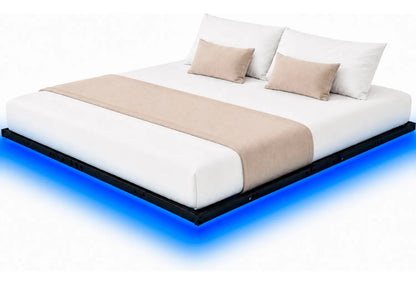 Base Cama King Flotante Reforzada 1000kg Led 202x192x20cm Negro