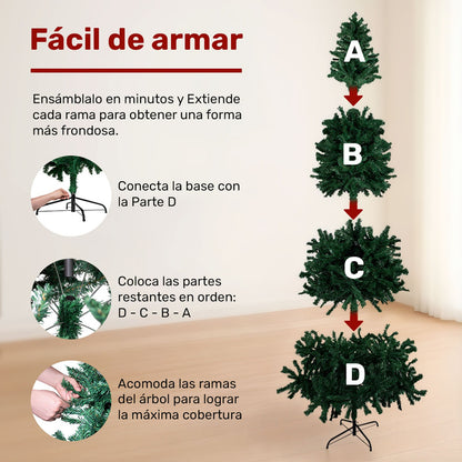 Arbol Navidad 2.40m Pino Navideño Artificial 1200 Ramas