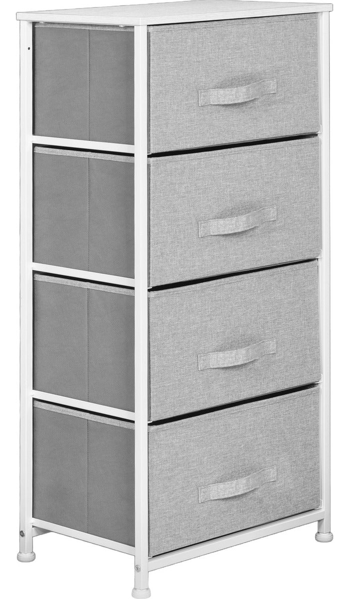 Mueble Buro Organizador Comoda 4 Cajones Tela Moderno Gris