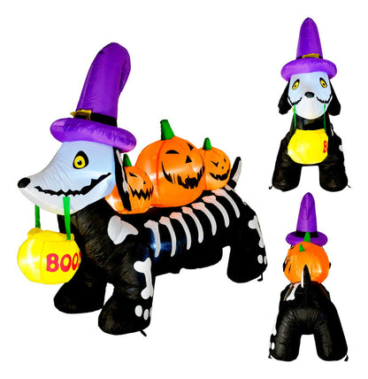 Inflable Halloween 1.8m Perro Salchicha Embrujado Luz Led