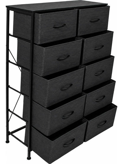 Comoda 10 Cajones Estructura Acero Cajonera Organizadora Negro